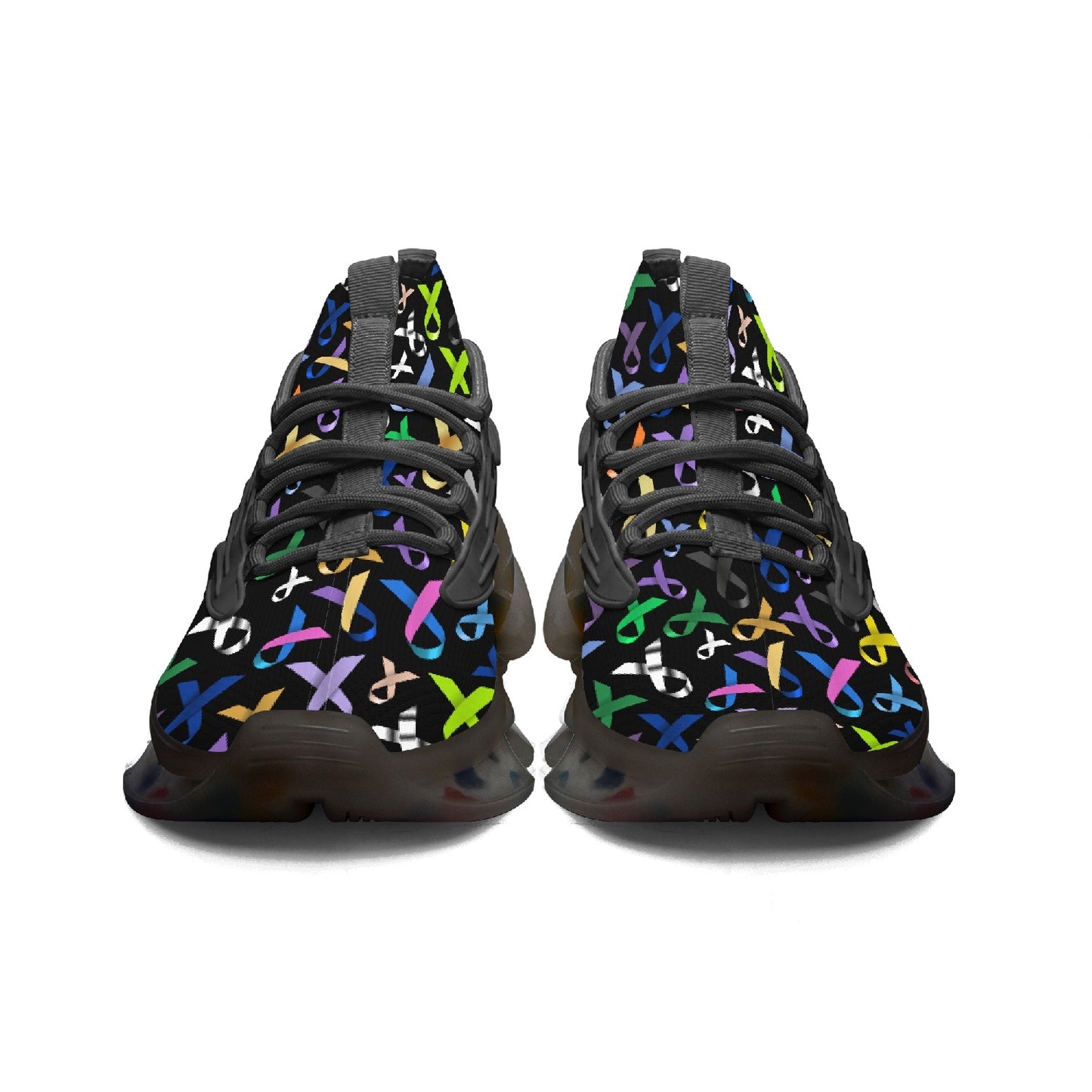 Multi color Cancer awareness ribbon Sneakers - black