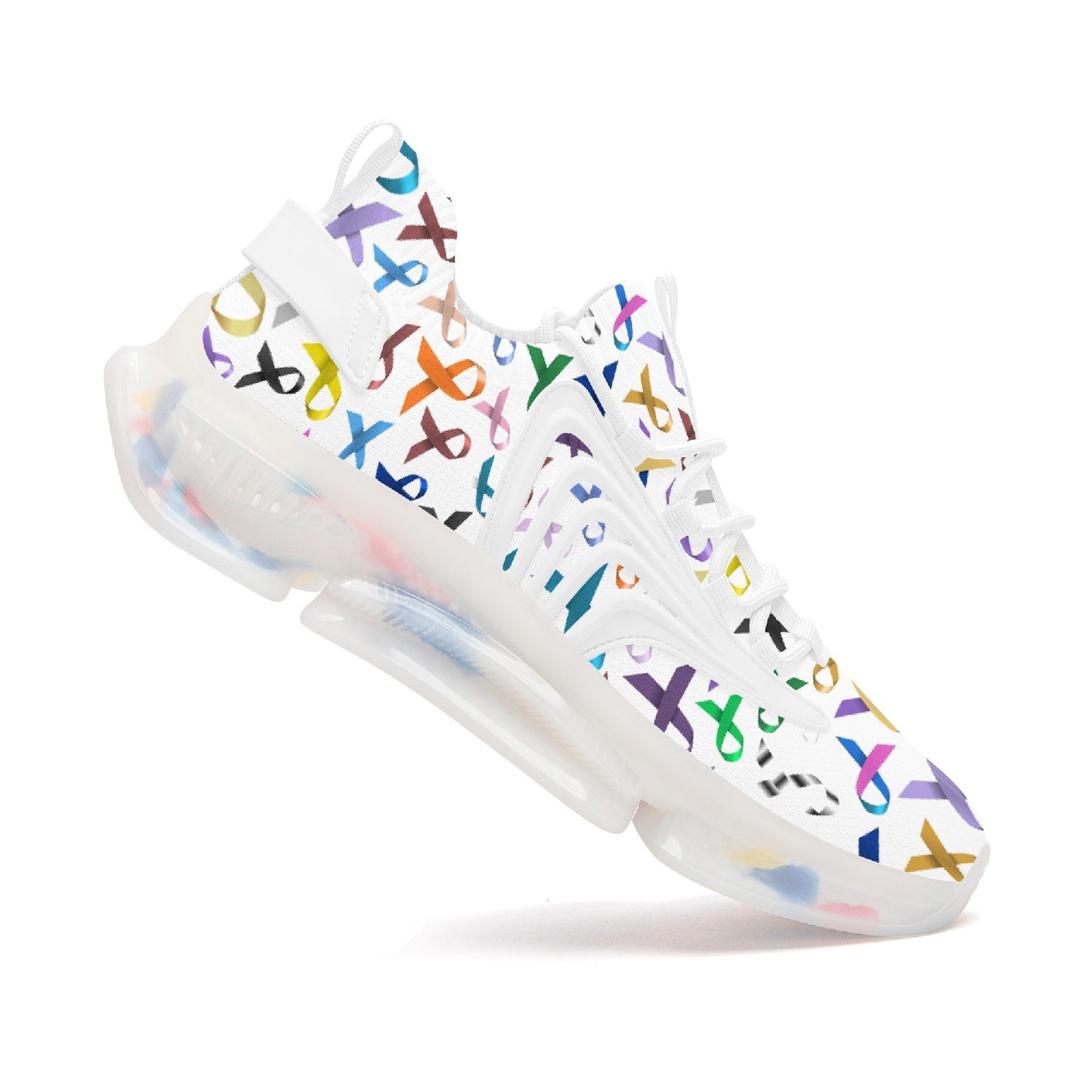 Multi color Cancer awareness ribbon Sneakers - white