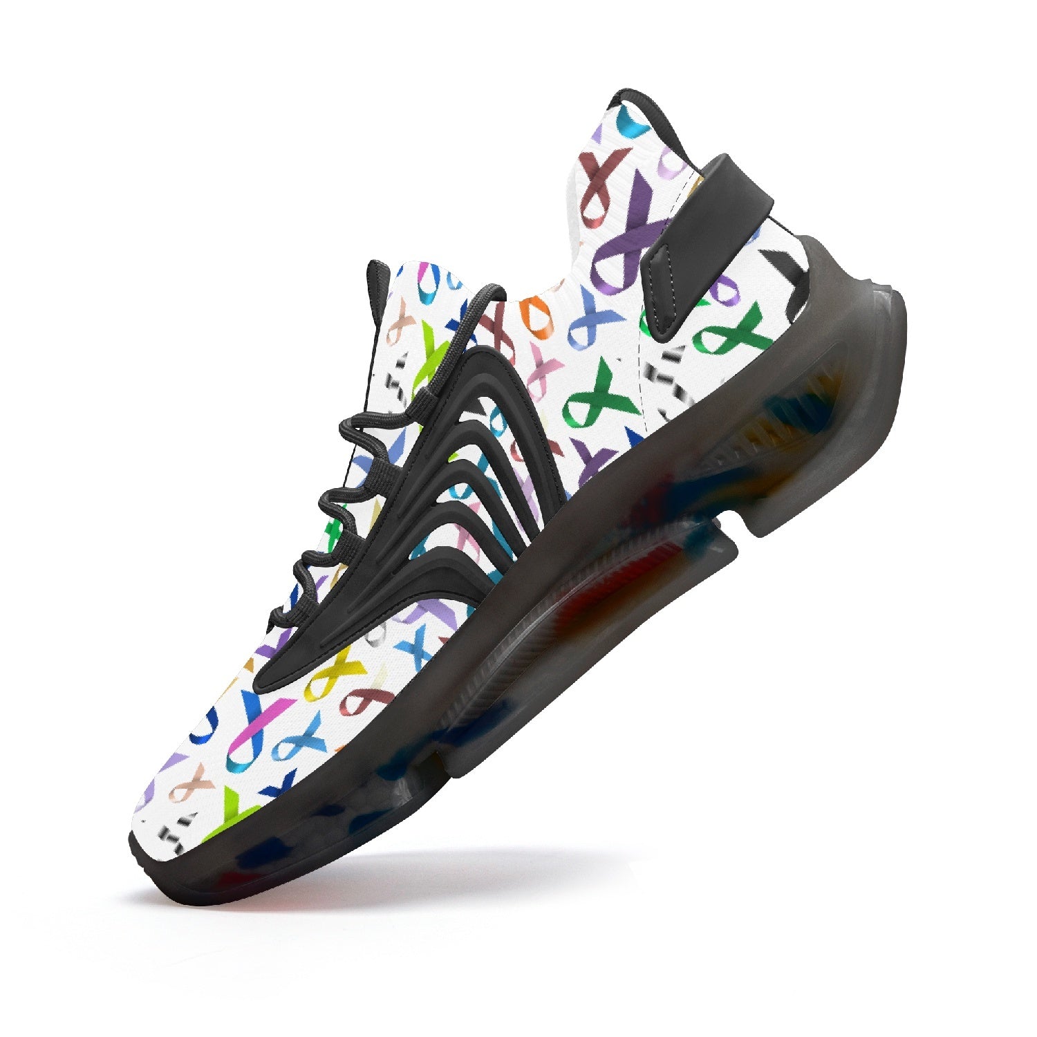 Multi color Cancer awareness ribbon Sneakers - white