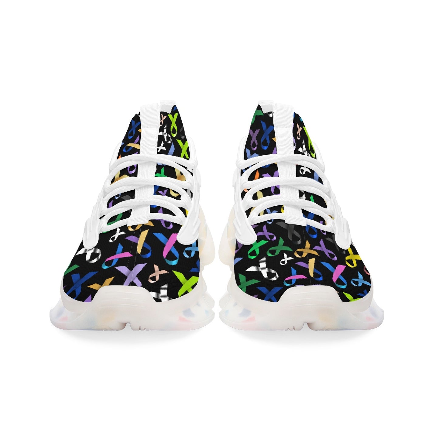 Multi color Cancer awareness ribbon Sneakers - black