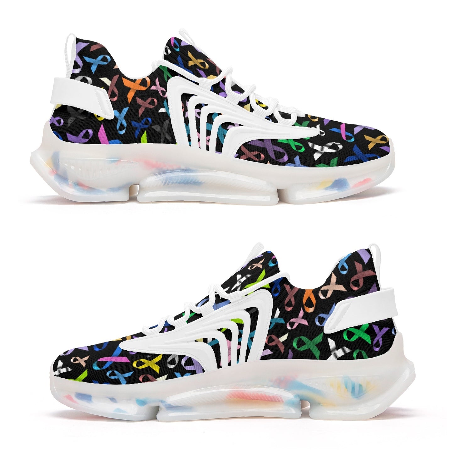 Multi color Cancer awareness ribbon Sneakers - black