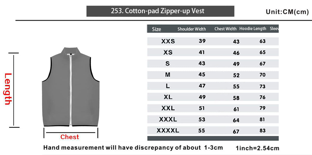 253. Cotton-pad Zipper-up Vest